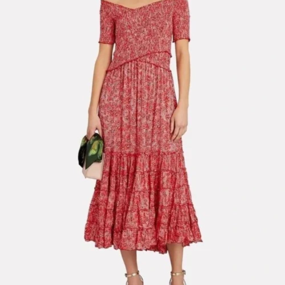 NWT Poupette St Barth Soledad smocked floral midi dress